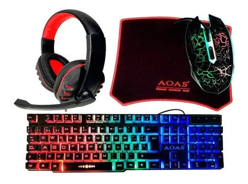 Combo Gamer 4-en-1: Teclado, Mouse, Padm